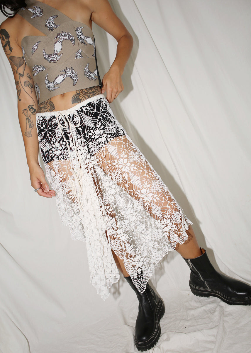WHITE LACE HANDMADE MIDI SKIRT (M) – Singulier MTL