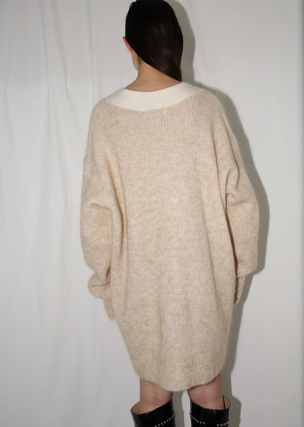 GANNI CREAM MOHAIR OVERSIZED SWEATER (L)