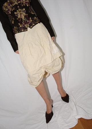 VINTAGE DIESEL LIGHT YELLOW RUCHED MIDI SKIRT (27)