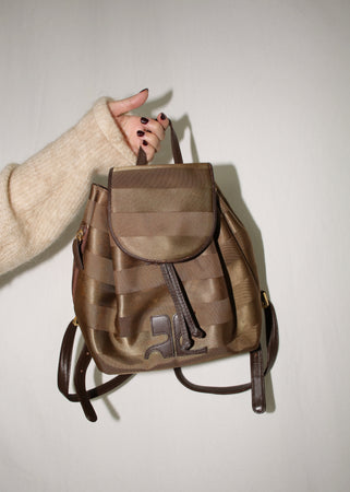 VINTAGE COURREGES BROWN STRIPED BACKPACK