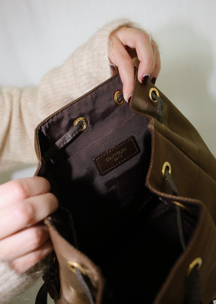 VINTAGE COURREGES BROWN STRIPED BACKPACK