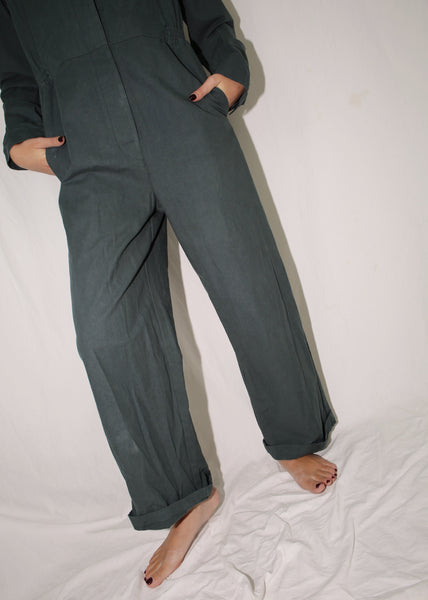 VINTAGE DARK GREEN COTTON COVERALLS (M)