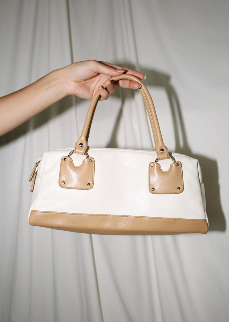 VINTAGE Y2K VENETO NEW YORK WHITE & TAN SHOULDER BAG – Singulier MTL