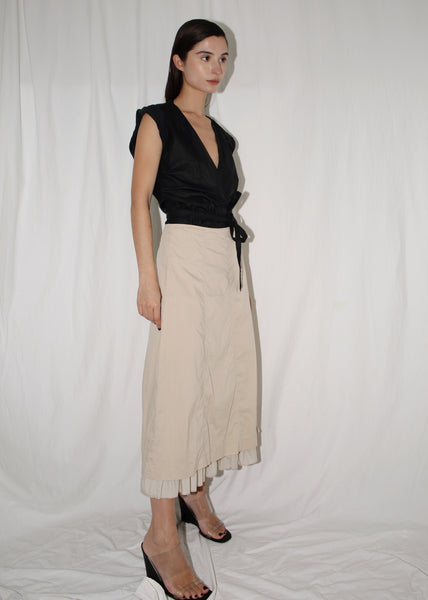 VINTAGE CREAM LAYERED FRILLY MAXI SKIRT (M)