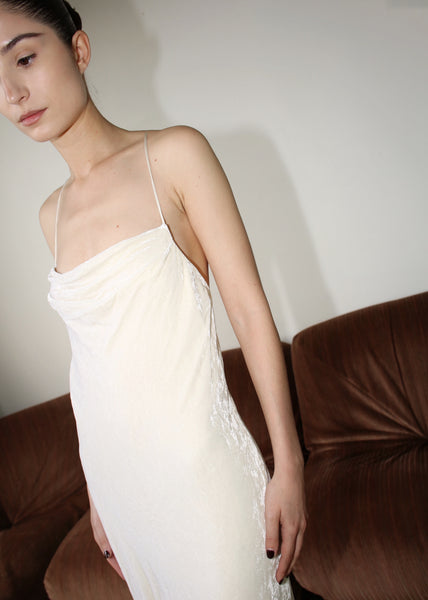 VINTAGE VELVET CROSS BACK BIAS CUT WEDDING DRESS, 90's (S)