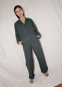 VINTAGE DARK GREEN COTTON COVERALLS (M)