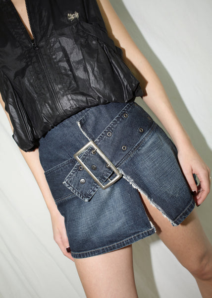 VINTAGE DIESEL DENIM ULTRA MINI SKIRT WITH BELT (28)