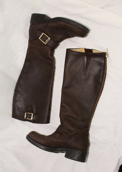 VINTAGE BROWN LEATHER BOOTS (38)