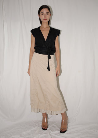 VINTAGE CREAM LAYERED FRILLY MAXI SKIRT (M)