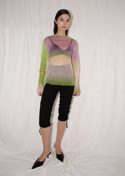 VINTAGE PINK & GREEN OMBRE MESH TOP (M)