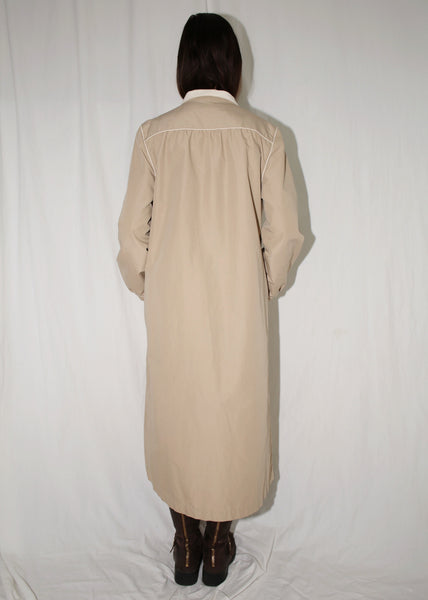 VINTAGE BEIGE & WHITE TRENCH COAT (S/M)