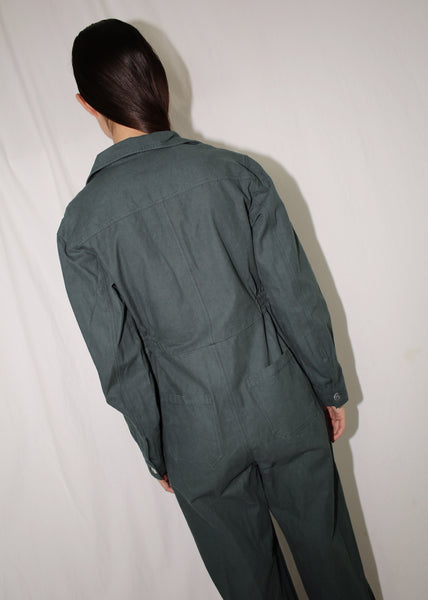 VINTAGE DARK GREEN COTTON COVERALLS (M)