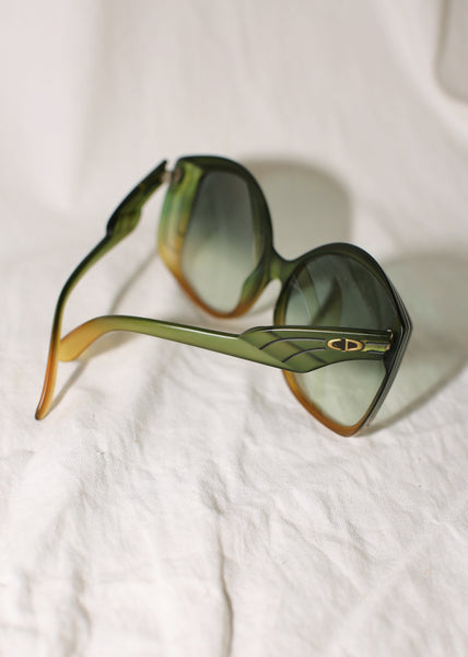 VINTAGE CHRISTIAN DIOR 70's GREEN OMBRE SUNGLASSES