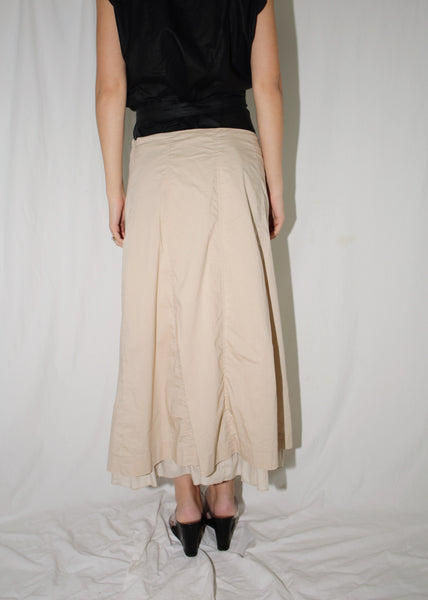 VINTAGE CREAM LAYERED FRILLY MAXI SKIRT (M)