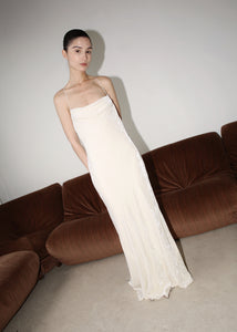 VINTAGE VELVET CROSS BACK BIAS CUT WEDDING DRESS, 90's (S)