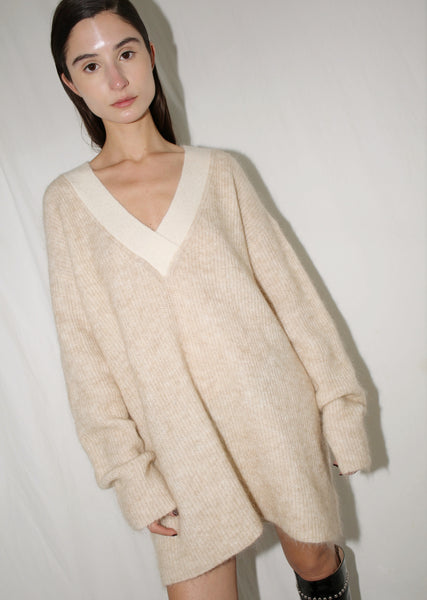 GANNI CREAM MOHAIR OVERSIZED SWEATER (L)