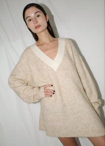 GANNI CREAM MOHAIR OVERSIZED SWEATER (L)