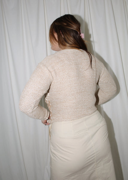 VINTAGE CREAM CROCHET CARDIGAN (L)