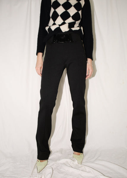 VINTAGE MORGAN DE TOI BLACK TROUSERS WITH MGN BUCKLE (XS)
